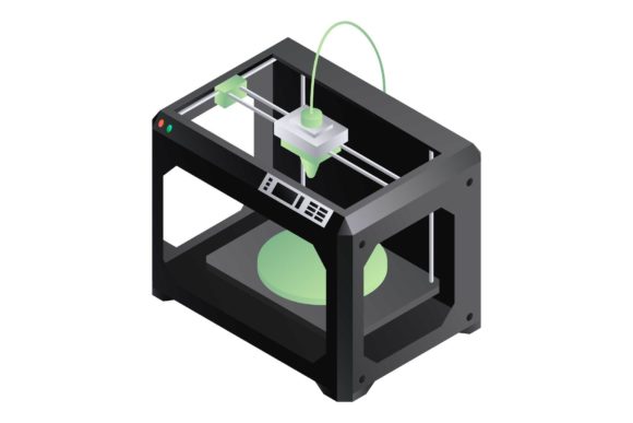 3d Printer Icon, Isometric Style