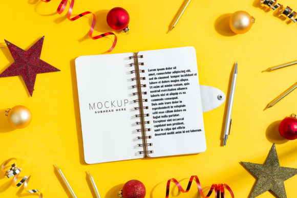 New Year Card with Paper Notebook Mockup: The Ultimate Tool for Festive Branding